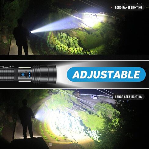 BERCOL Rechargeable Flashlights High Lumen, 990,000 Lumens Super Bright Magnetic Flash Light, 7 Modes with Cob Work Light, Powerful Led Flashlight with Holster for Camping, Emergencies, Home in Kuwait