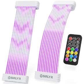 Cover Cover Cover Cover Cover PSU Sirlyr RGB مع لوحين للإضاءة تناسب 24 PIN اللوحة الأم ، 8 دبوس GPU ، كابل امتداد الطاقة 12VHPWR PC - ترقية 120 LEDS 6 شرائط الضوء مع التحكم اللاسلكي ARGB