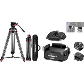 NEEWER 79"/200cm Video Tripod, Heavy Duty Aluminum Alloy Camera Tripod Stand Compatible with Canon Nikon Sony and Other DSLR Camera Camcorder, GM34 Camera Quick Release Plate Kit Included
