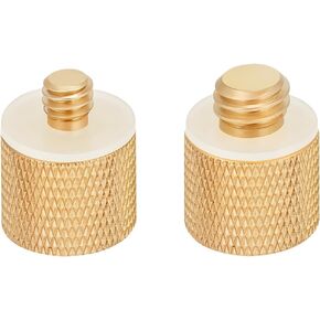 2 Pack Camera Screw Adapter, 1/4" Male to 3/8" Female & 3/8" Male to 1/4" Female Thread Adapter Set for Tripod Stand, Microphone Stand, Mic Mount, and Camera Monitor (Brass)