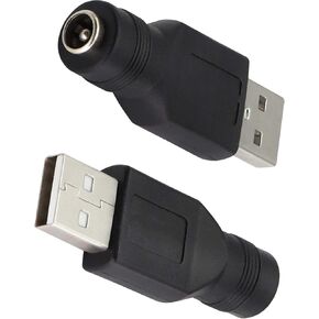 USB 2.0 Female to Male Adapter, 5.5x2.1mm Female to Male DC Power Adapter, 2-Pack