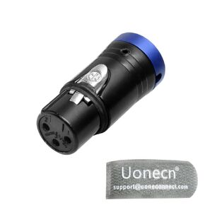 Uonecn Low-Profile XLR 3Pin Female Connector, Low Profile XLR Connectors XLR Ends for Audio Devices, Blue, Package Includes Spanner