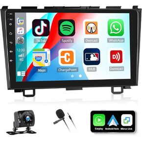 2G+64G Android Car Radio Stereo for Honda CRV 2007-2011 Wireless Apple CarPlay Android Auto Bluetooth 9 Inch Touch Screen GPS Navigation Head Unit Upgrade Radio Mirror Link WiFi Backup Camera Mic