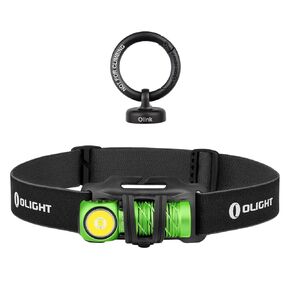 Olight Olink الخطاف المغناطيسي المحمول المتوافق مع المصابيح الدائرية على طراز Carabiner مع المصباح الأمامي Mini Perun 2 (Lime Green)