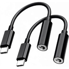 3.5mm Aux to USB C Audio Headphone Jack Adapter,2 Pack Type C to Aux Converter Dongle Cable for iPhone 16e/iPhone 16/15, iPad, MacBook, Samsung Galaxy S25 Ultra, Google Pixel 9A,LG, PC, Laptop