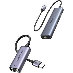 UGREEN 2.5Gb USB to Ethernet Adapter Bundle with 5 in 1 USB Hub with Ethernet USB 3.2 10Gbps