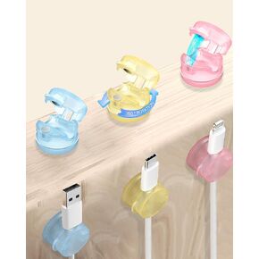 6 Pack Magnetic Cable Organizer, 360° Adjustable Cord Holder, No-Residue Nano Acrylic Adhesive Cord Clips Charger Cable Management for Office Home Desk Phone Car Wall Desktop Nightstand(Black)