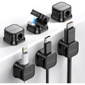 6 Pack Magnetic Cord Holder, Cord Organizer cratation Strong Adhesive Desk Cable Management Clips Organize Phone Charging Cable Wire Holder Neatly for Home,Office,Car,Nightstand.