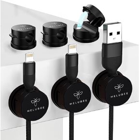 Magnetic Cable Clips (6-Pack) – Cord Organizer & Cable Holder for Desk, Nightstand, Office & Home Organization – Adhesive Charging Cord Management for Wires, USB, Phone, Power & Charger Cables