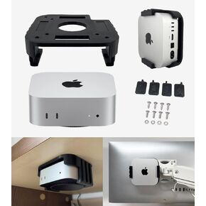 All-Purpose Wall Mount for Apple Mac Mini M4, VESA Bracket Compatible, Versatile Under Desk Mount, 3D Printed Stand, Suitable for Pegboards, Mac Mini 2024 Accessories, 5 Installation Methods (Black)