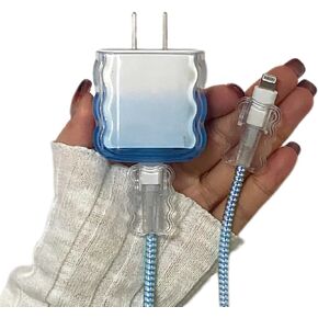 Cute Cable Protector for iPhone Charger,Classic Gradient Charging Cord Protector for Women Girl,Soft Wave Shape Charger Cover,Wire Cord Saver,Data Cable Saver for iPad iPhone12 13 14 15 16Pro Max-Pink in Kuwait