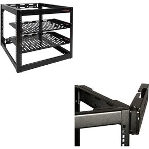 ECHOGEAR 10U Open Frame Rack & Swing-Out Wall Mount - Heavy Duty Design Holds All Your Networking & AV Gear