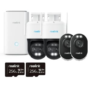 REOLINK Home Hub with 2× Lumus, TrackMix WiFix2, Security Camera Kit, Local Storage with 2pcs Extra 256GB microSD Card