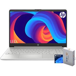 HP 15 Laptop for Home or Work, Intel Celeron N4120 Processor, 15.6" HD LED Display, 16GB RAM, 256GB SSD, SD Card Reader, HDMI, Webcam, WiFi, Bluetooth, Windows 11 Pro, WOWPC Recovery USB