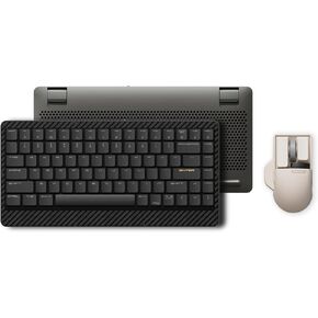 LOFREE Edge Low Profile Mechanical Keyboard with Mouse, 75% Rechargeable Bluetooth and Wired Connection for Window, Mac OS/POM Switches 2.0, Carbon Fiber Top Case, Mg Alloy Bottom Case (Volcano Grey)