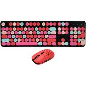 Keyboard and Mouse Combo, 2.4GHz Retro 104 Key Full Size Keyboard with 3 DPI Adjustable Mouse, for Computer PC Laptop (Mixed Color Blue), Wisoqu7xepgna6f1-13