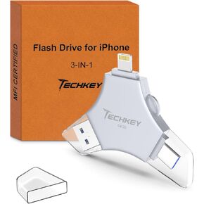 MFI معتمد من USB 3.0 محرك أقراص فلاش 64 جيجابايت لجهاز iPhone ، 3in1 عصا تخزين حارس صور الذاكرة الخارجية للصورة/الفيديو/البيانات الاحتياط