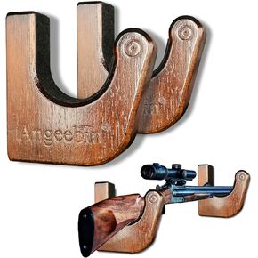 Gun Rack Wall Mount Hold Up and Display Horizontal Rifle or Shotgun, Wooden Gun Hooks Suitable for Home and Store