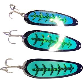 UV & Glow Premium Magnum King Chinook Salmon Trolling Spoons 3 Pack