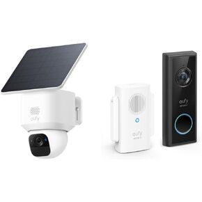 eufy Security SoloCam E30 with Video Doorbell C21, Solar Powered, 360° Pan, AI Tracking, 2K Clarity, Security Cameras Wireless Outdoor, HomeBase S380 Compatible, No Monthly Fee