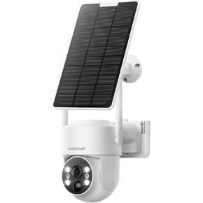 CAMCAMP 2K PTZ Wireless Solar Security Camera Outdoor for Solar Powered Home Security Camera Wireless System, No WiFi Need, Color Night Vision PIR Motion Detection App Alert 2-Way Talk IP66 Waterproof