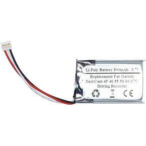 3.7V 300mAh Replacement Battery for Garmi n DashCam 45/46/55/56/66/67W Driving Recorder, 361-00103-00, 1ICP6/21/31