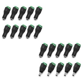 CHANZON 10Pcs Male and Female + 10 Pcs Female 12V DC Power Jack Connector 5.5mm x 2.1mm 24V Socket for Led Light Strip CCTV Security Camera Cable Wire Ends Plug Barrel Adapter