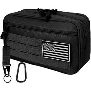 Tactical Toiletry Bag For Men,Molle Utility Pouches with US Flag Patch and Keychain,EDC Tool Pouch Bag, Mens Shaving Kit Travel shower Bags (Black)