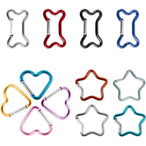 12 Pcs Heart Carabiner Cute Clip Set,Alloy Star Carabiner in 4 Shaped,Heart Keychain Clip Small Carabiners Key Clips for Keychains Backpacks Dog Leash Water Bottle Holder Traveling