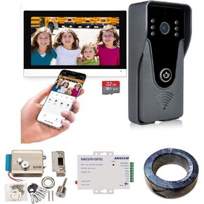 نظام WiFi Video Intercom System + K80 مزود الطاقة + قفل الباب الكهربائي + 150 قدمًا RVV 4 حزم الأسلاك