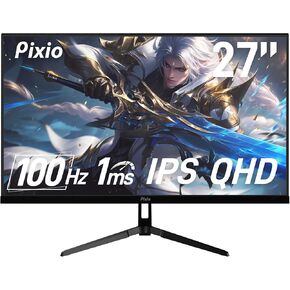 Pixio PX275 Wave White 27 inch 100Hz Refresh Rate QHD 1440p Resolution IPS Panel 1ms MPRT Response Time Gaming Monitor with Adaptive Sync