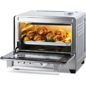 6-in-1 Air Fryer Toaster Oven Combo, 12.7 QT Stainless Steel Air Fryer with Steam Infusion, Mild Steaming Convection Toaster Oven with Fast Preheat, Air Fry, Grill, Bake, Broil, Heat