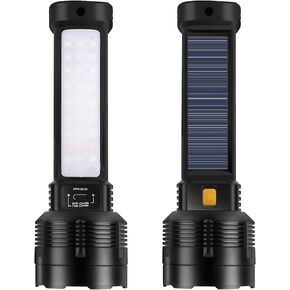 2 Pack LED Rechargeable Flashlight - 20000 Lumens Super Bright Tactical Flash Light, Compact & Waterproof, Long-Lasting Battery, Solar Flashlights for Home, Camping,Hiking, Emergencies, Adventures
