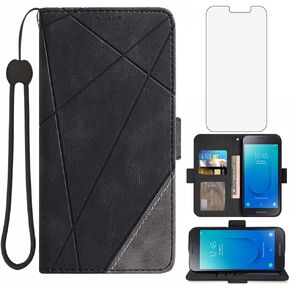 Compatible with Samsung Galaxy J2 Pure J2 Core 2018 2020 J 2 Dash 2J Shine 2019 Wallet Case Tempered Glass Screen Protector Stand Cell Phone Cover for J2Core J2Dash J2Pure J2Shine SM-J260A J260A Red