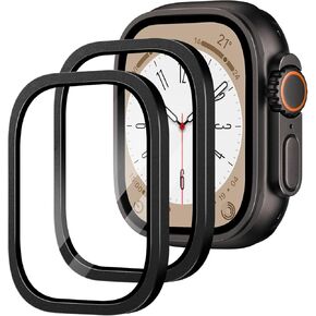 2 حزمة متوافقة مع Apple Watch Ultra/Ultra 2 حامي الشاشة 49 مم واضحة ، تغطية كاملة 9H Film Glass Protection Film مع إطار سبيكة التيتانيوم لـ IWatch Ultra 49mm-tittanium+Black in Kuwait