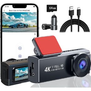 Dash Cam Front Video Recorder 170°Wide Angle Dashboard Camera for Cars 1.5 inch IPS Screen 3840 * 2160 P WiFi Car Mini Dash Camera Loop Recording, Easy Install with 64G Card