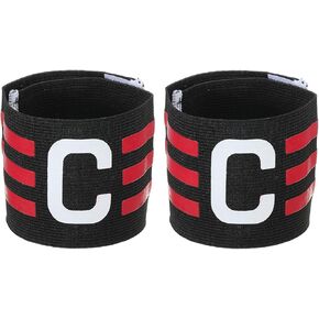 PATIKIL Captain Armband, 2 Pack Adjustable Elastic Soccer Captain's Arm Band for Outdoor Football Training Team, Black Rose Red