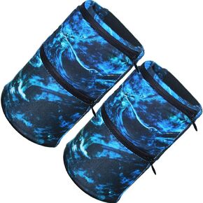 Wrist Pouch Cell Phone Holder with 2 Zipper Pockets, Wristband Wallet Pouch for Sports, Armband Wallet for Keys, ID Cards, Cash and Coins (2 Pack Blue)
