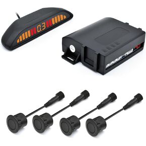 PROMATA PSW-81 12V 24V نظام رادار النسخ الاحتياطي العكسي ، مجموعة وقوف السيارات اللاسلكية مع 4 58HKZ مستشعرات لمقطورة شاحنة السيارة ، شاشة مقلوبة مع حجم إنذار قابل للتعديل