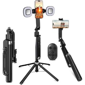 360° Auto Face Tracking Tripod, 70" Facial Recognition Tripod with Gesture Control, Selfie Stick with Multi-Color Temperature Fill Light, Live Broadcast/Video Conferencing/Vlog Artifact