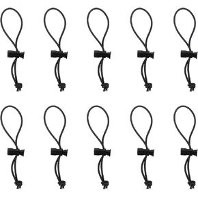 HARFINGTON 10pcs Elastic Cable Tie 5.9" Multipurpose Extra Thick Cable Organizer Adjustable Cable Strap Toggle Tie Reusable Tangle for Home Office Travel, Black