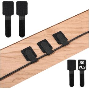 80 Pcs Hook and Loop Cable Ties Self Adhesive Cable Clip Reusable Wire Organizers Straps Back Cord Organizer Adjustable Cord Wrappers Keeper for Kitchen Appliances at Office Home