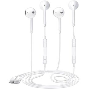 2 Pack-Earbuds for iPhone Headphones Wired with Earphones [MFi Certified](Built-in Microphone & Volume Control) Noise Isolating Headsets Support for iPhone 14/13/12/11/XR/XS/X/8/7/SE/Pro/Pro Max