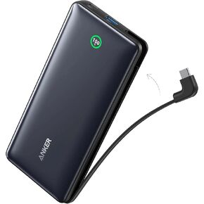 Anker Nano Power Bank 20K – 30W Fast Charging, Built-in USB-C Cable, Ultra-Compact 20000mAh Battery Pack for iPhone 16, 15, 14, 13, Samsung Galaxy S25, S24, S23, S22, iPad Air, Google Pixel, AirPods