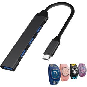 MultiCharger for MagicBand+, MagicBand+ Compatible with FuelRod & External Battery, Disney World Essentials, Disneyland Essentials, Cruise Essentials - Magic Band Charger (USB-C Black)