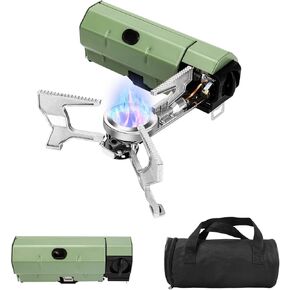 Hisencn Portable Camping Stove with Storage Bag | 2600W High-Power Outdoor Gas Stove for Hiking, Picnic, RV Trips & Emergency Use | Windproof & Compact Design