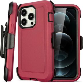 Black iPhone 16 Pro Max Defender Case, Heavy Duty, 3 Layers, Anti-Drop, Belt Clip