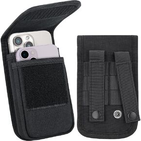 Urvoix Dual Molle Phone Pouch ، حزام الهاتف الحافظة الحافظة للهاتف الخلوي لهاتفين ، حقيبة الخصر العسكرية التكتيكية متعددة الأغراض لـ iPhone 16 Pro Max 15 Pro Max 14 13 12 Pro Max (Black)