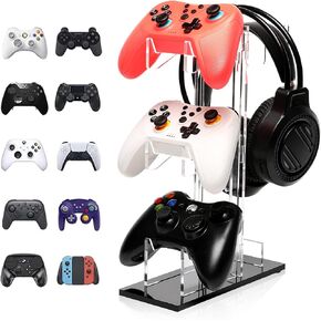 Controller Holder Controller Stand for Xbox PS4 PS5 Controller and Headset Stand for Deck 3 Tier Acrylic Gaming Room Accessories
