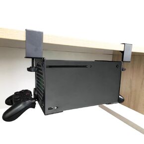 Uiskoopw لا يوجد حفر أسفل مكتب Mount for Xbox Series X مع تخزين المقبض ، حامل جدول التثبيت المجاني متوافق مع Xbox X ، ملحقات مكتب ألعاب أفقي Stealth لـ XSX (الترقيات)